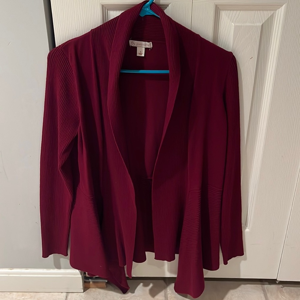 L maroon cardigan